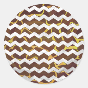 Sticker Rond Giraffe Brown et jaune