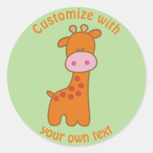Sticker Rond Giraffe de dessin personnalisé