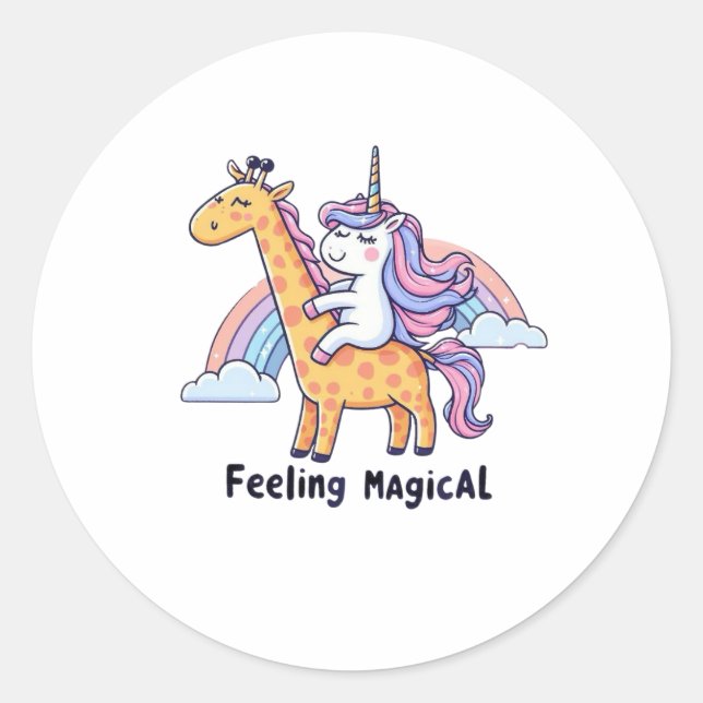 Sticker Rond Giraffe et Unicorne (Devant)
