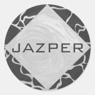 Sticker Rond Giraffe Monogramme noir et gris clair