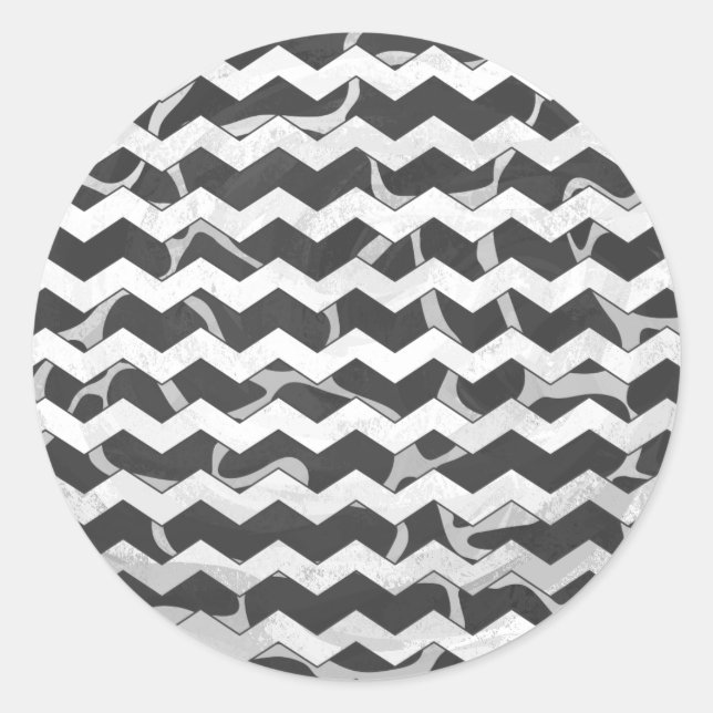 Sticker Rond Giraffe noir et gris Chevron Motif (Devant)