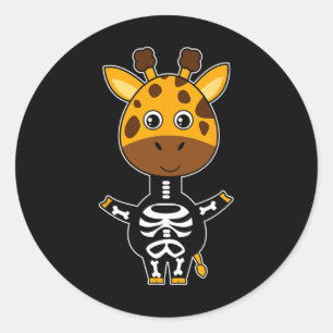 Sticker Rond Giraffe Squelette Xray Costume mignon Halloween fa