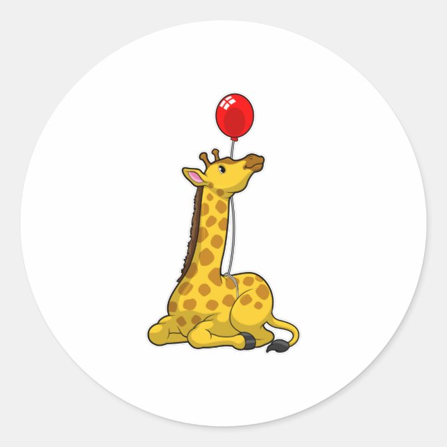 Sticker Rond Giraffe with Balloon (Devant)