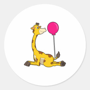 Sticker Rond Giraffe with Balloon