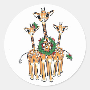 Sticker Rond Giraffes de vacances