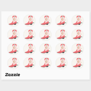 Sticker Rond Girl Cowboy