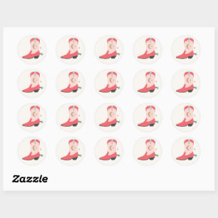 Sticker Rond Girl Cowboy