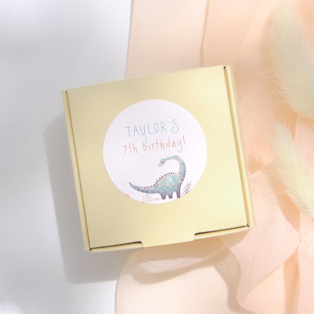 Sticker Rond Girl Dinosaur Birthday Party (Créateur téléchargé)