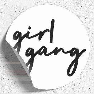 Sticker Rond Girl Gang Élégante puissance féminine féministe