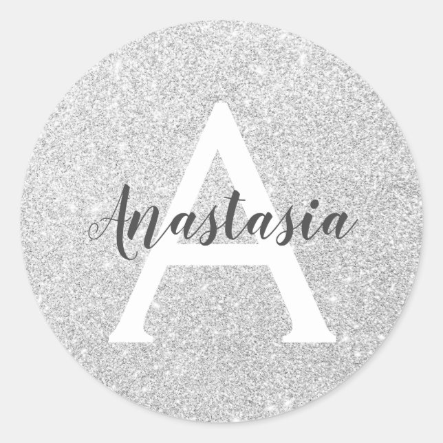 Sticker Rond Girl Glam Parties scintillant argent étincelles No (Devant)