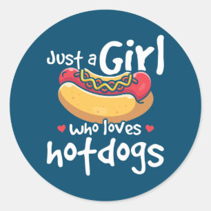 Sticker Rond Girl Hotdog Lover Restauration rapide