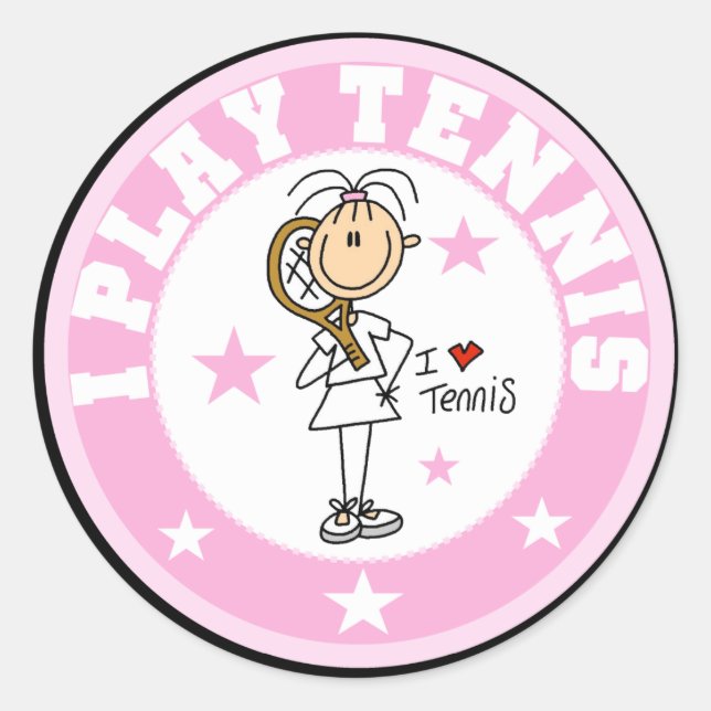 Sticker Rond Girl I Play Tennis Tshirts et cadeaux (Devant)