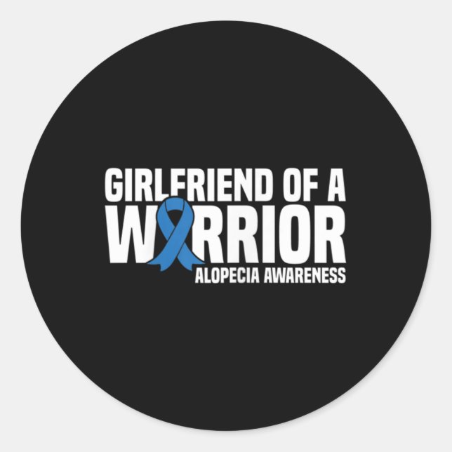 Sticker Rond Girlfriend d'un guerrier Bleu Ruban Alopecia Aware (Devant)