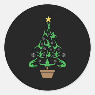Sticker Rond Girls Gymnastique Arbre de Noël