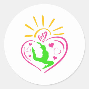 Sticker Rond Girls Gymnastique - Summer Sunshine Heart