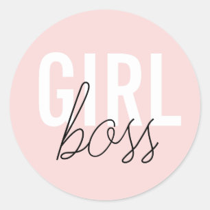 Sticker Rond Girly blush typographiy script girl boss