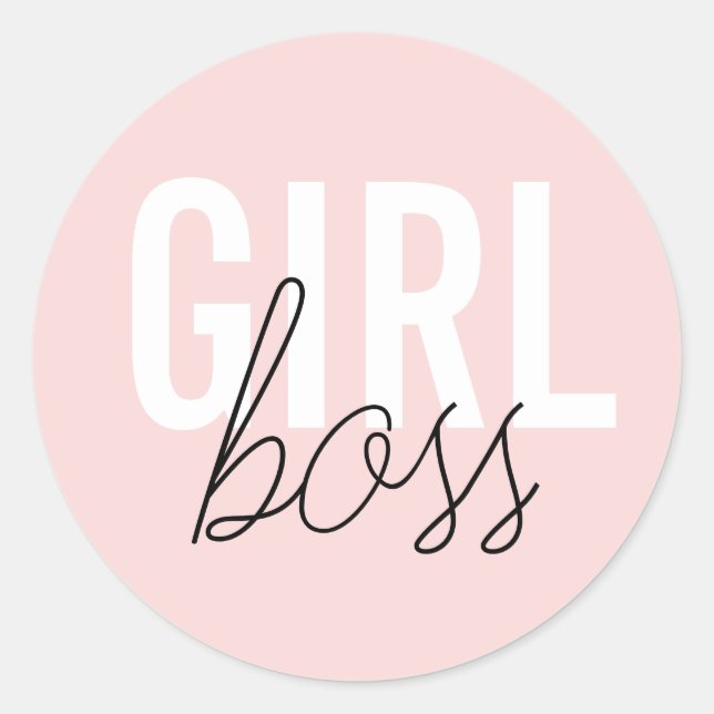 Sticker Rond Girly blush typographiy script girl boss (Devant)