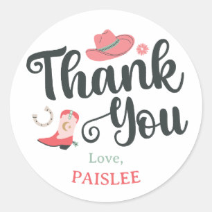 Sticker Rond Girly Cowboy Merci