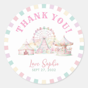 Sticker Rond Girly Pastel Carnival Anniversaire de enfant de ci