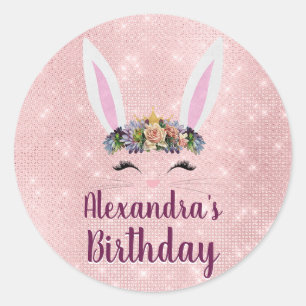 Sticker Rond Girly rougissent la fête d'anniversaire rose de