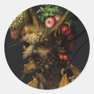 Sticker Rond Giuseppe Arcimboldo - Quatre saisons en une tête
