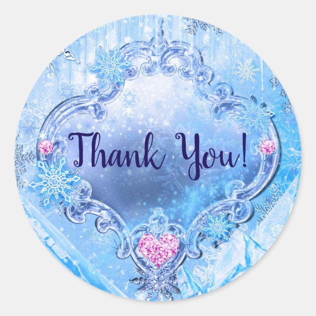 Sticker Rond Glace congelée et flocons de neige Winter Wonderla (Devant)