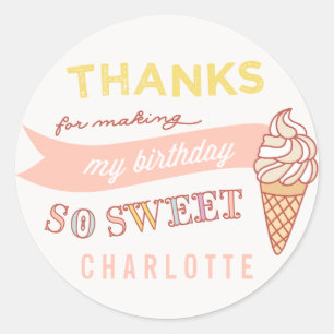 Sticker Rond GLACE CREAM SOCIAL fête d'anniversaire merci autoc