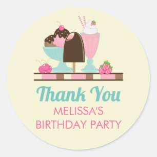 Sticker Rond Glace Cream Sundae et autres délicieuxSoins Party