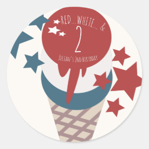 Sticker Rond Glace étoile d'anniversaire du 4 juillet 2ème 