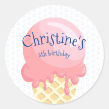 Glace kids anniversaire rose bleu nom 