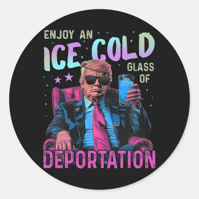 Sticker Rond Glace Profitez D'Une Glace Froid Gl De Déportation (Devant)