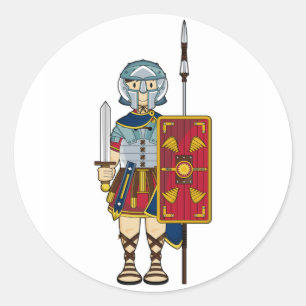 Sticker Rond Gladiateur romain avec l'autocollant de bouclier