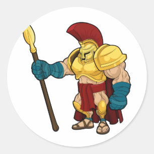 Sticker Rond Gladiateur spartiate ou cheval de Troie