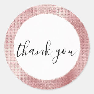 Sticker Rond Glam Blush rose brillant Merci étincelant