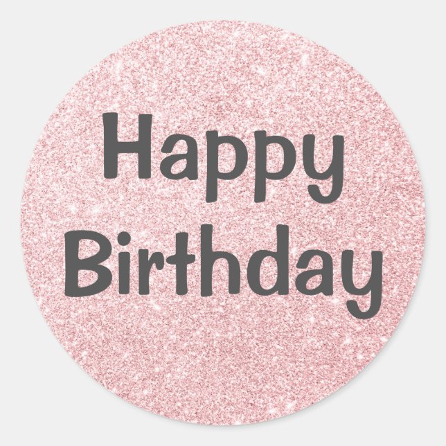 Sticker Rond Glam Bonne Anniversaire Blush Rose Rose Parties sc (Devant)