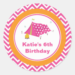 Sticker Rond Glam Camp Makeover Girls Anniversaire Enveloppe Sc
