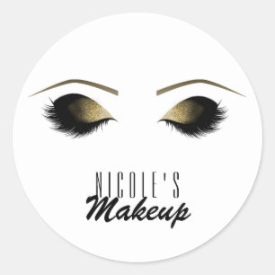 Sticker Rond Glam Gold Maquillage Eyelashes Personnalisé Person