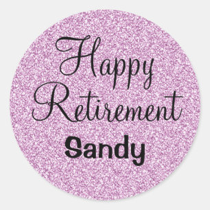 Sticker Rond Glam Happy Retraite Purple Parties scintillant Éti