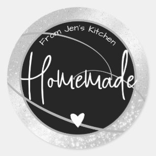 Sticker Rond Glam Parties scintillant de luxe étincelante argen