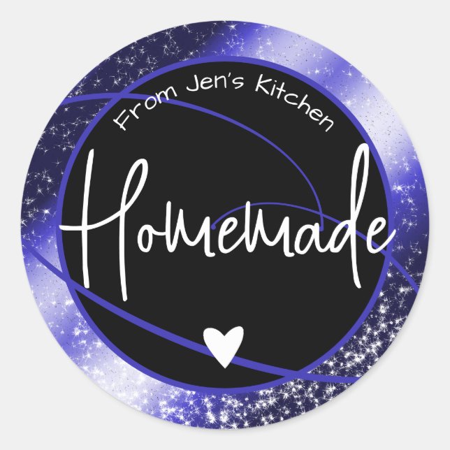 Sticker Rond Glam Parties scintillant de luxe étincelle Bleu co (Devant)