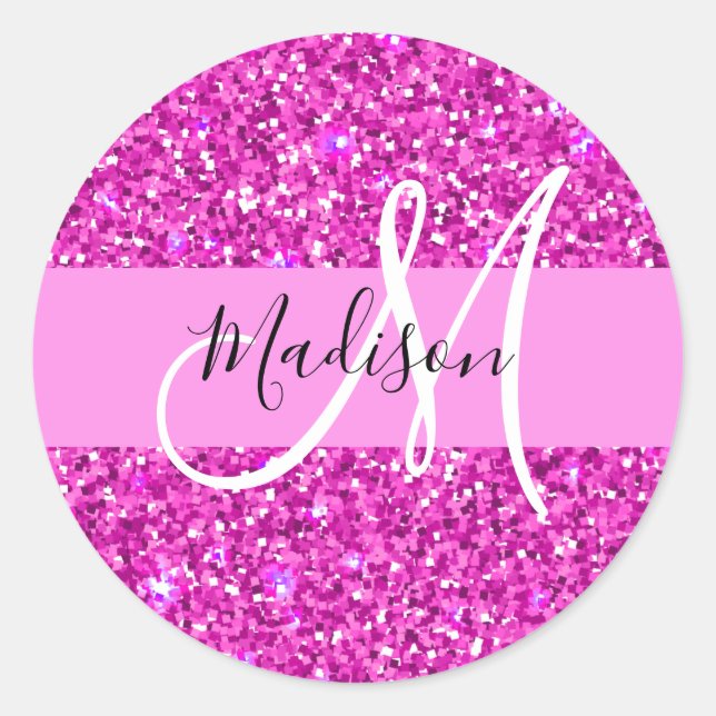 Sticker Rond Glam Pink & Magenta Parties scintillant Étincelle  (Devant)