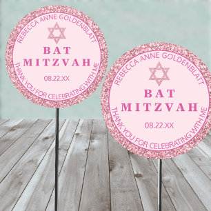 Sticker Rond Glam Pink Merci Chic Parti Bat mitzvah