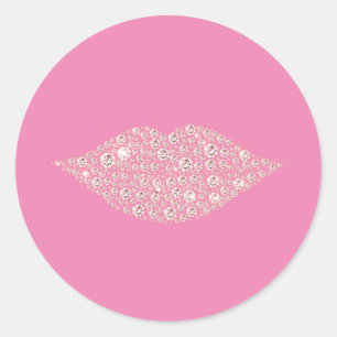 Sticker Rond Glam rose Diamond Lièvres Kiss