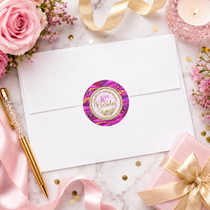 Sticker Rond Glam Rose Gold Bijou Strata 80e Anniversaire