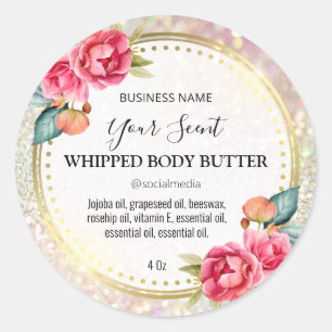 Sticker Rond Glam Rose Gold Parties scintillant Gold Cadres Beu