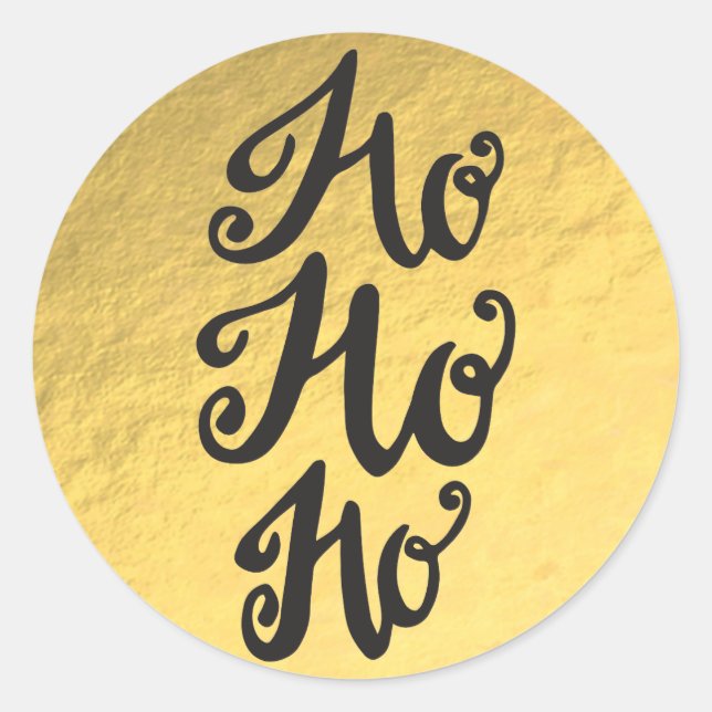 Sticker Rond Glam Shiny Foil en or Noël Ho HO HO (Devant)