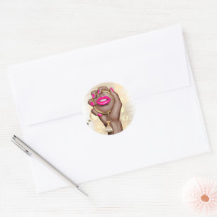 Sticker Rond Glamour Chic Rose et Or