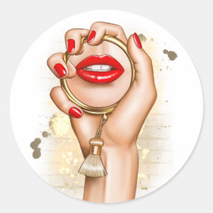 Sticker Rond Glamour Chic Rouge et Or