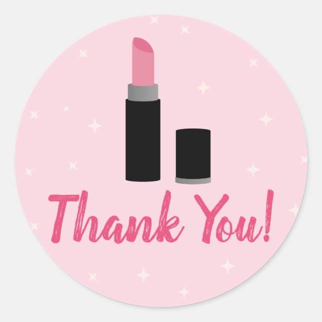 Sticker Rond Glamour de maquillage rose Fille Anniversaire (Devant)