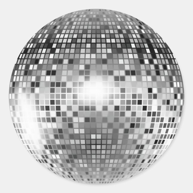 Sticker Rond Glamour de soirée à bille Disco Argent (Devant)